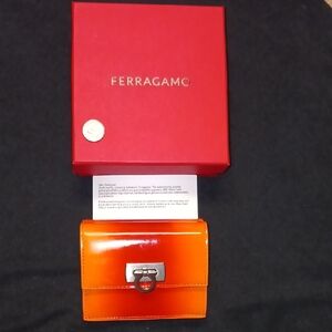 Ferragamo Wallet NWT. Red & Orange Colors. Box Included. Sample Design Item Rare